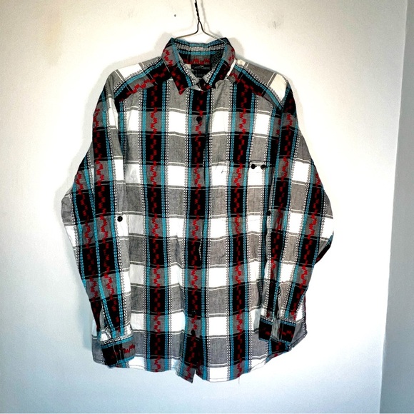 Cabin Creek‎ Women Top Medium Blue Plaid Flannel Long Sleeve  Button Up Collar - Picture 1 of 6